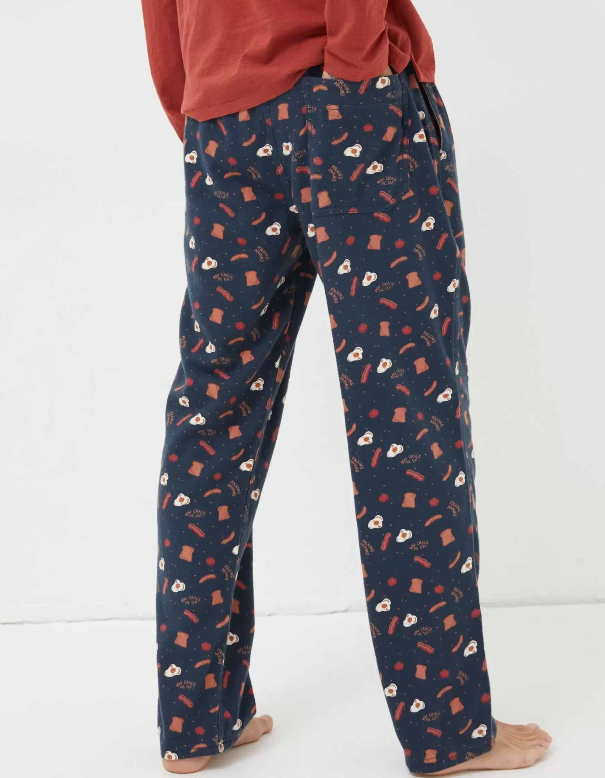 FatFace Breakfast Print Pyjama Bottoms Navy Outlet