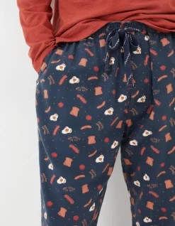 FatFace Breakfast Print Pyjama Bottoms Navy Outlet