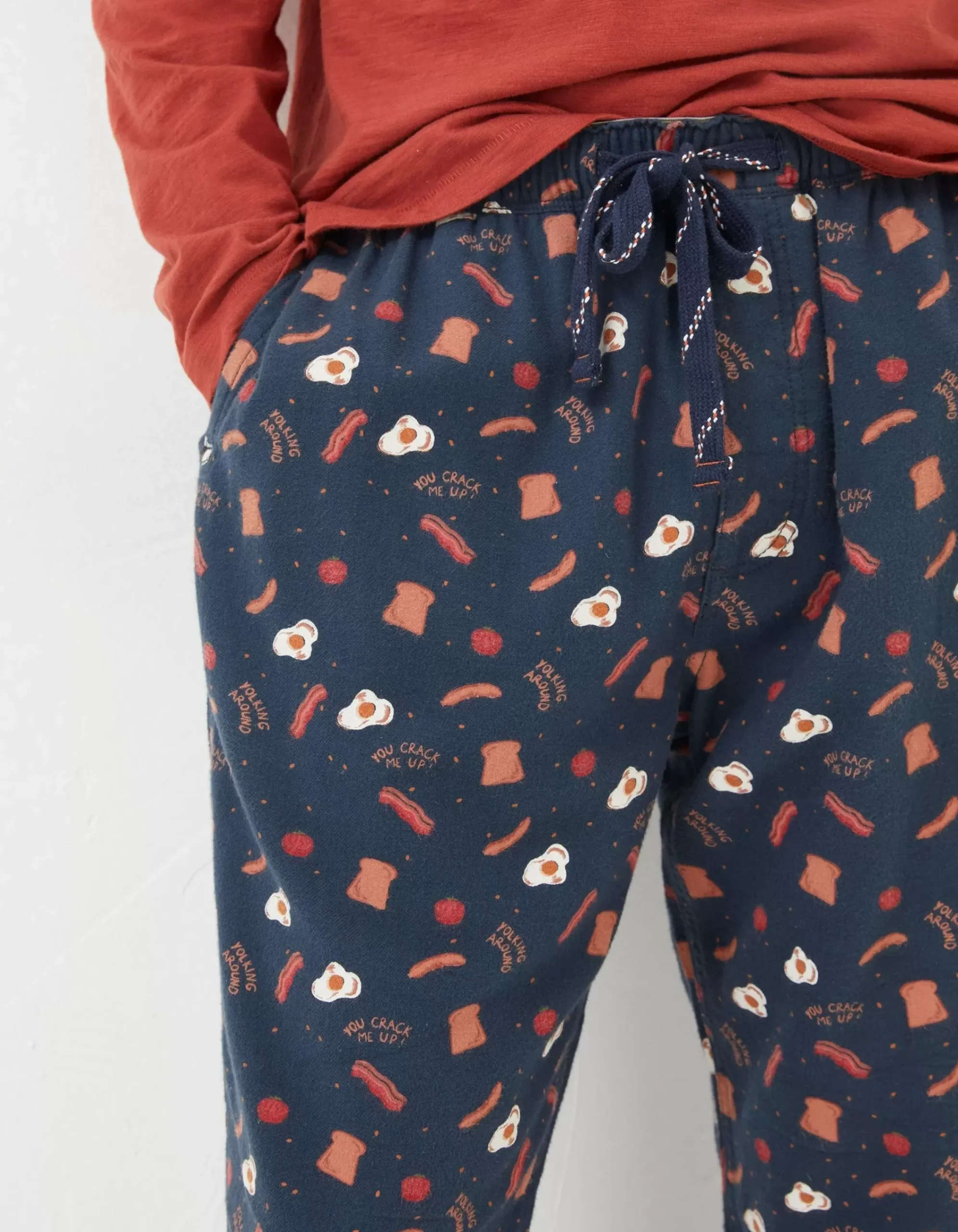 FatFace Breakfast Print Pyjama Bottoms Navy Outlet