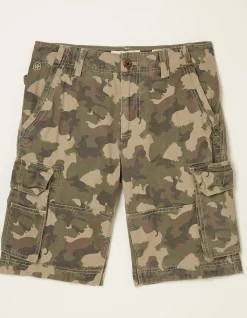 FatFace Breakyard Camo Cargo Shorts Khaki Green Discount