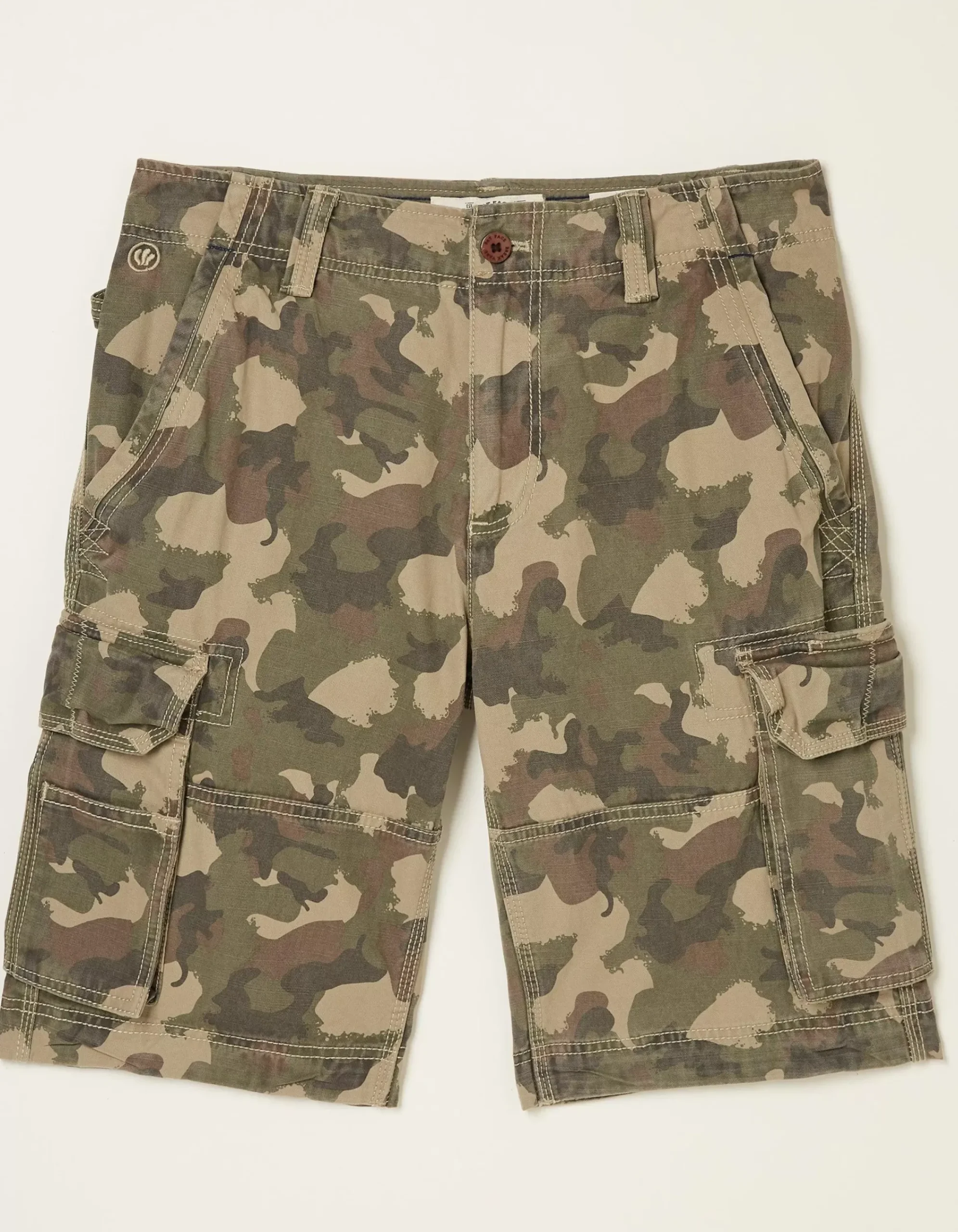 FatFace Breakyard Camo Cargo Shorts Khaki Green Discount