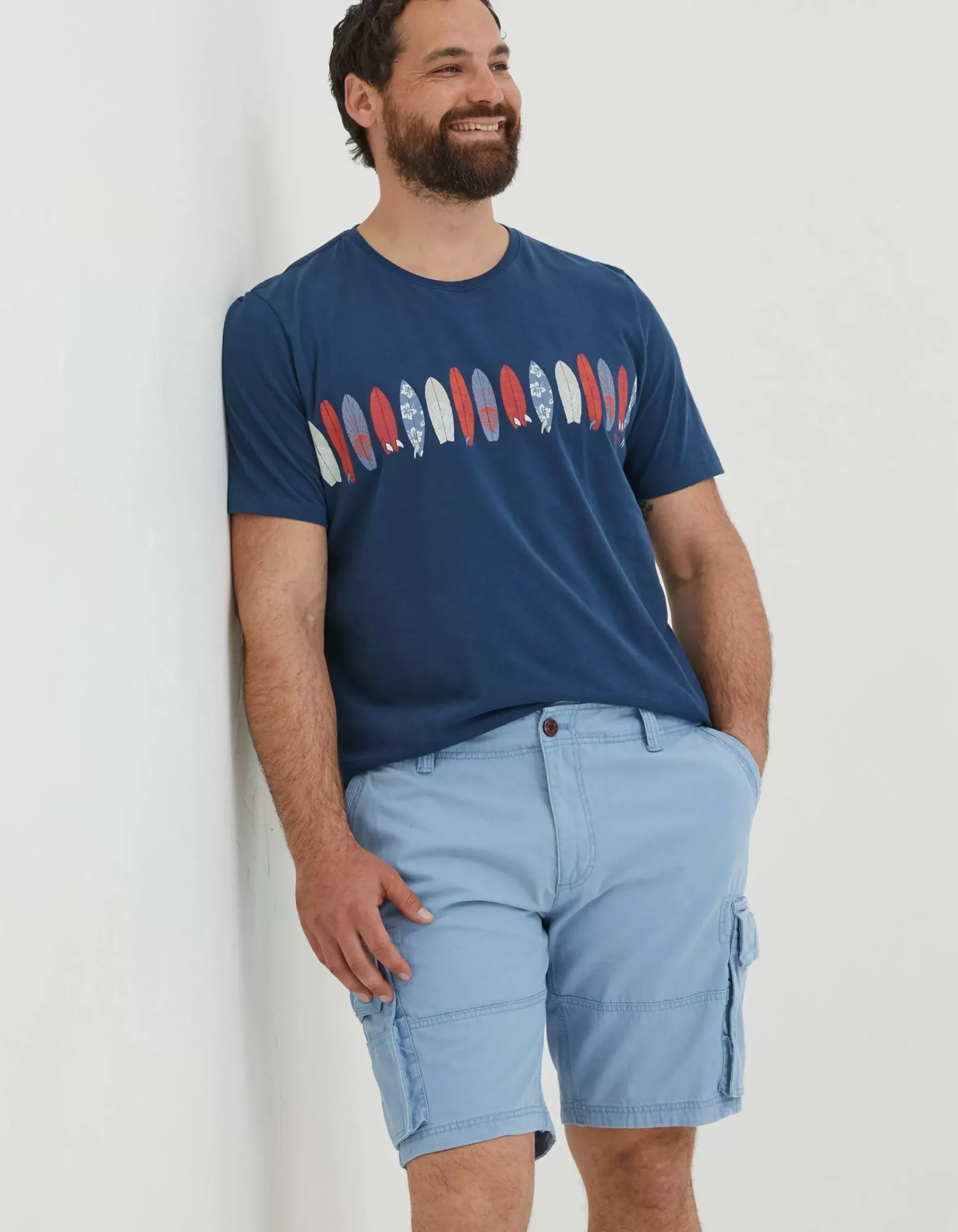 FatFace Breakyard Cargo Shorts Chambray Blue Sale