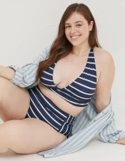 FatFace Breton Bikini Top Navy