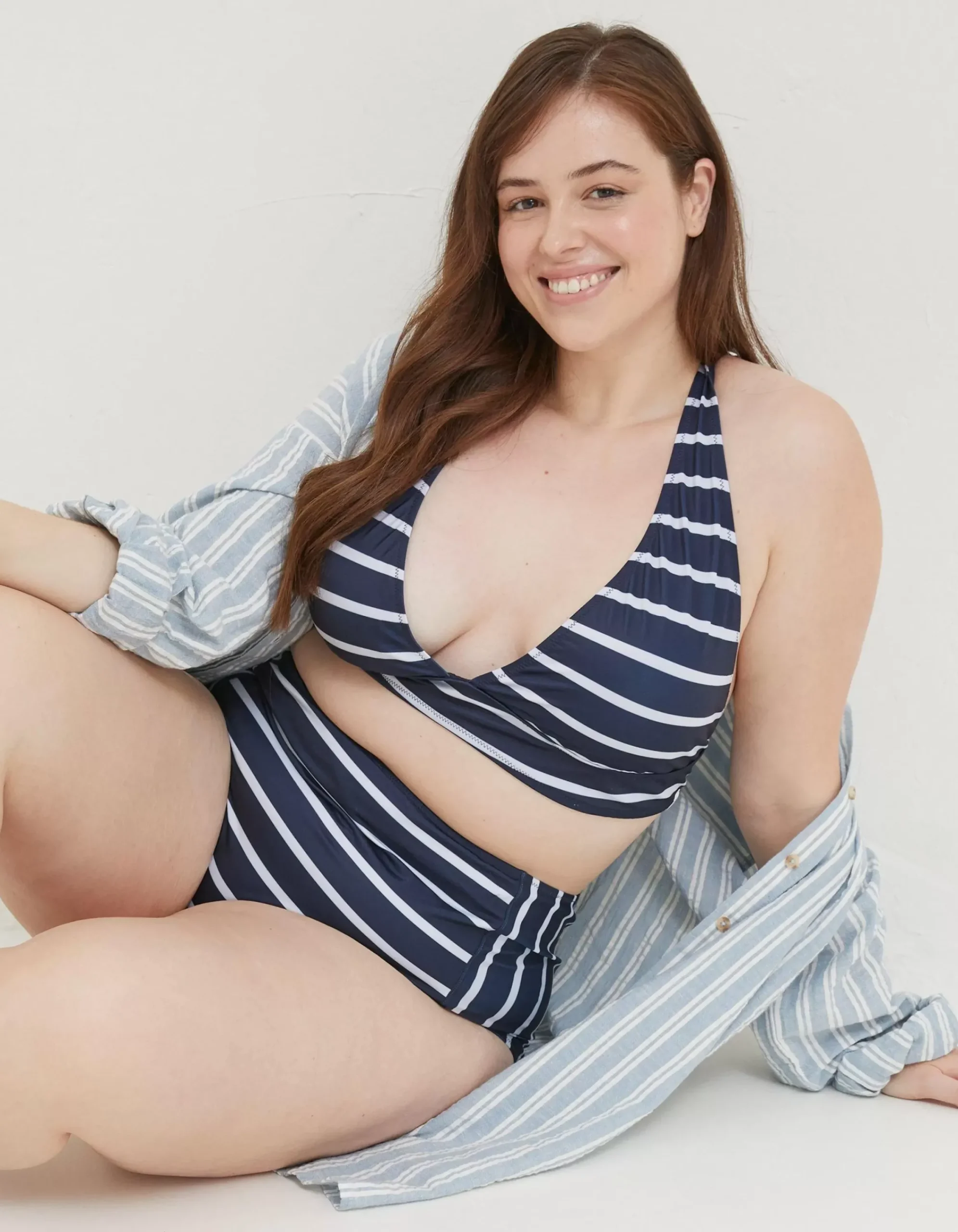 FatFace Breton Bikini Top Navy