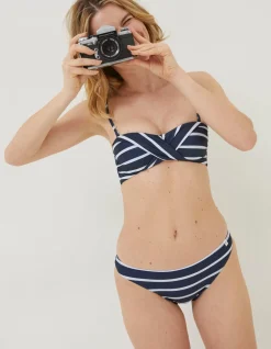 FatFace Breton Bikini Twist Top Navy Clearance