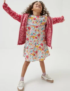 FatFace Bright Blooms Zip Through Fleece Raspberry Red Outlet