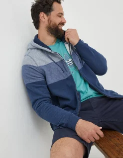 FatFace Brooke Cut And Sew Zip Through Blue Clearance