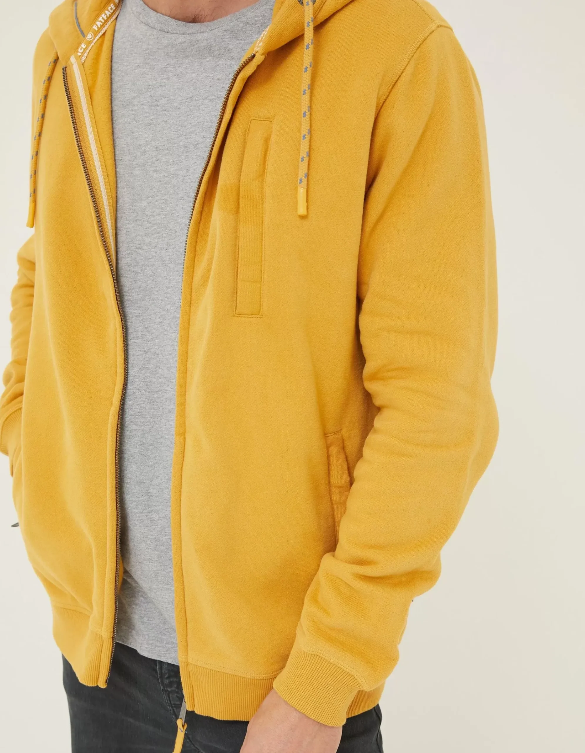 FatFace Brooke Zip Through Hoodie Yellow Clearance