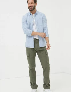FatFace Bude Straight Cargo Trousers Khaki Green Online