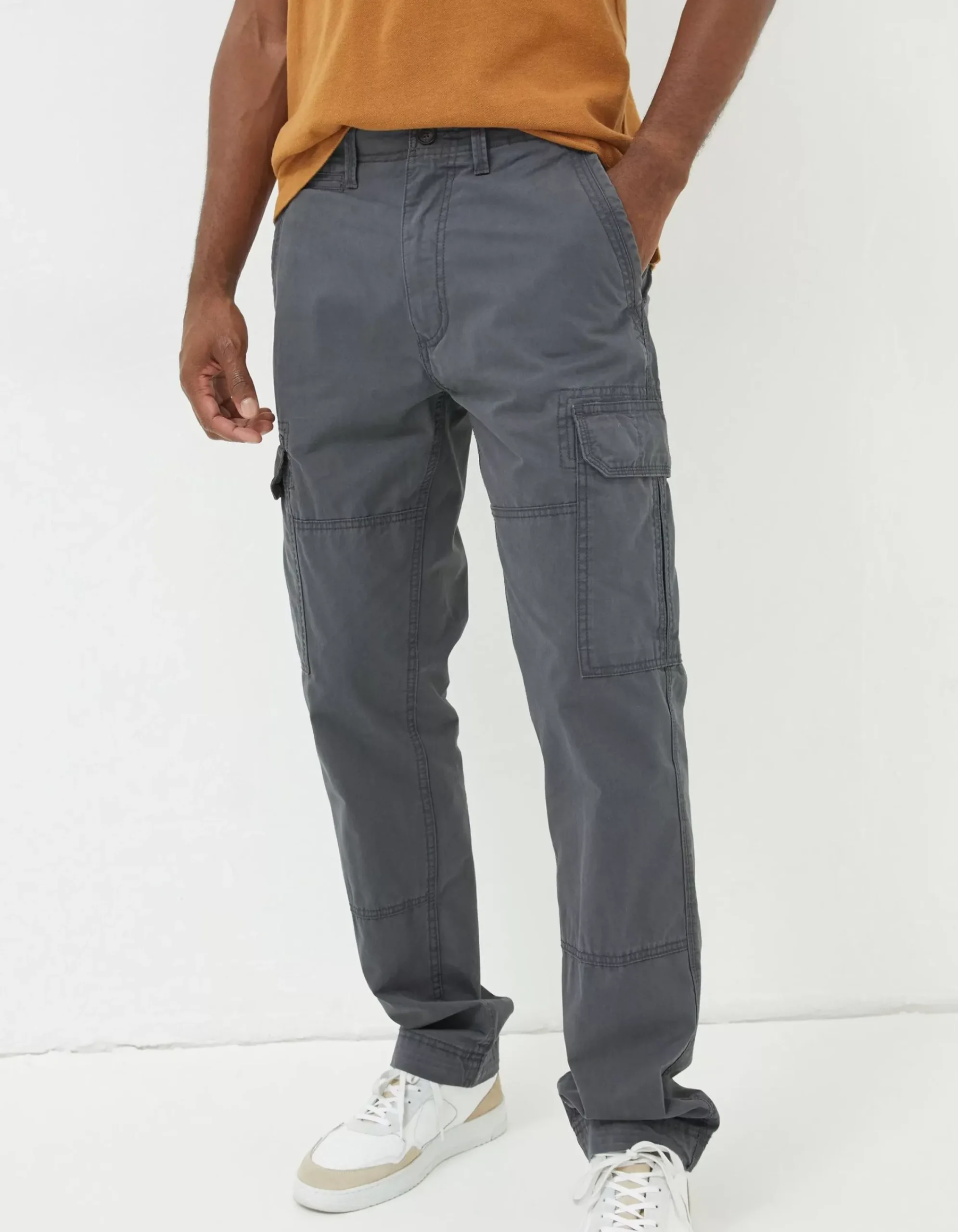 FatFace Bude Straight Cargo Trousers Dark Grey Outlet