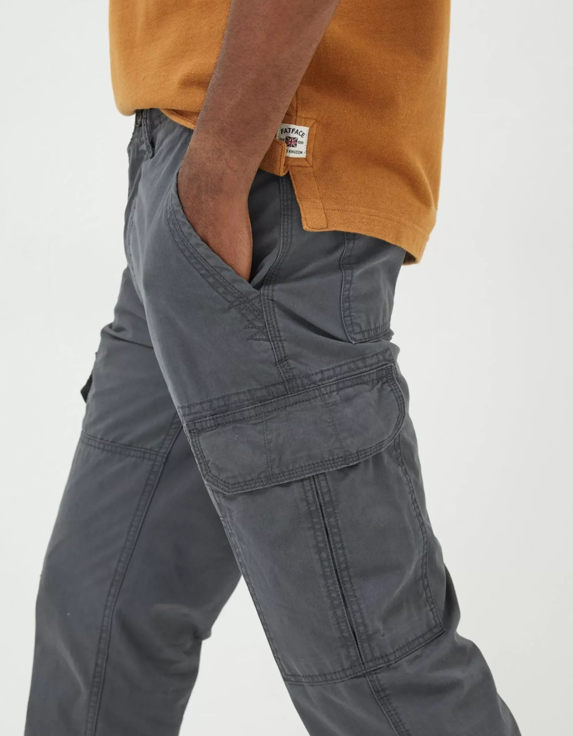 FatFace Bude Straight Cargo Trousers Dark Grey Outlet