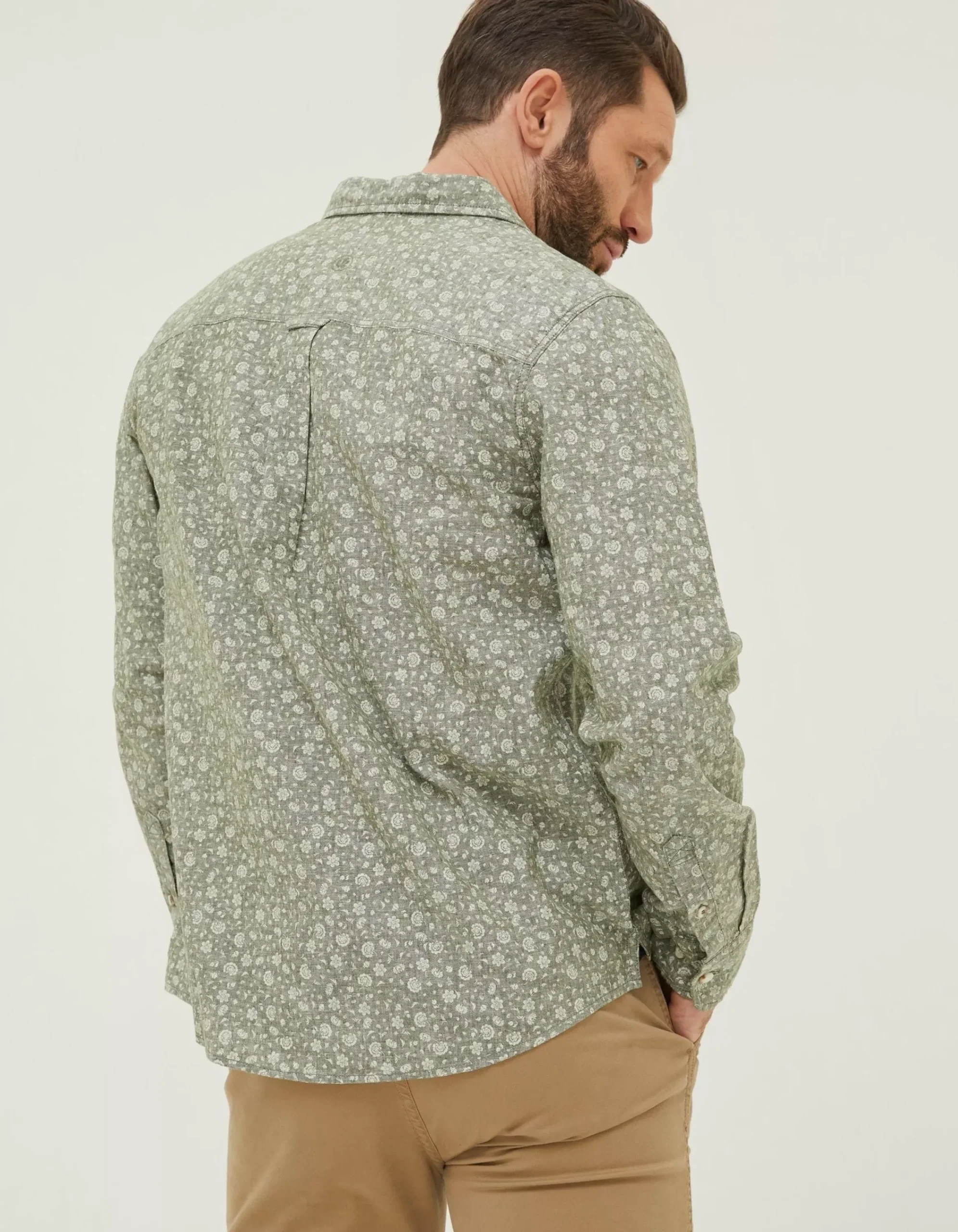 FatFace Bugle Floral Print Shirt Khaki Green Online