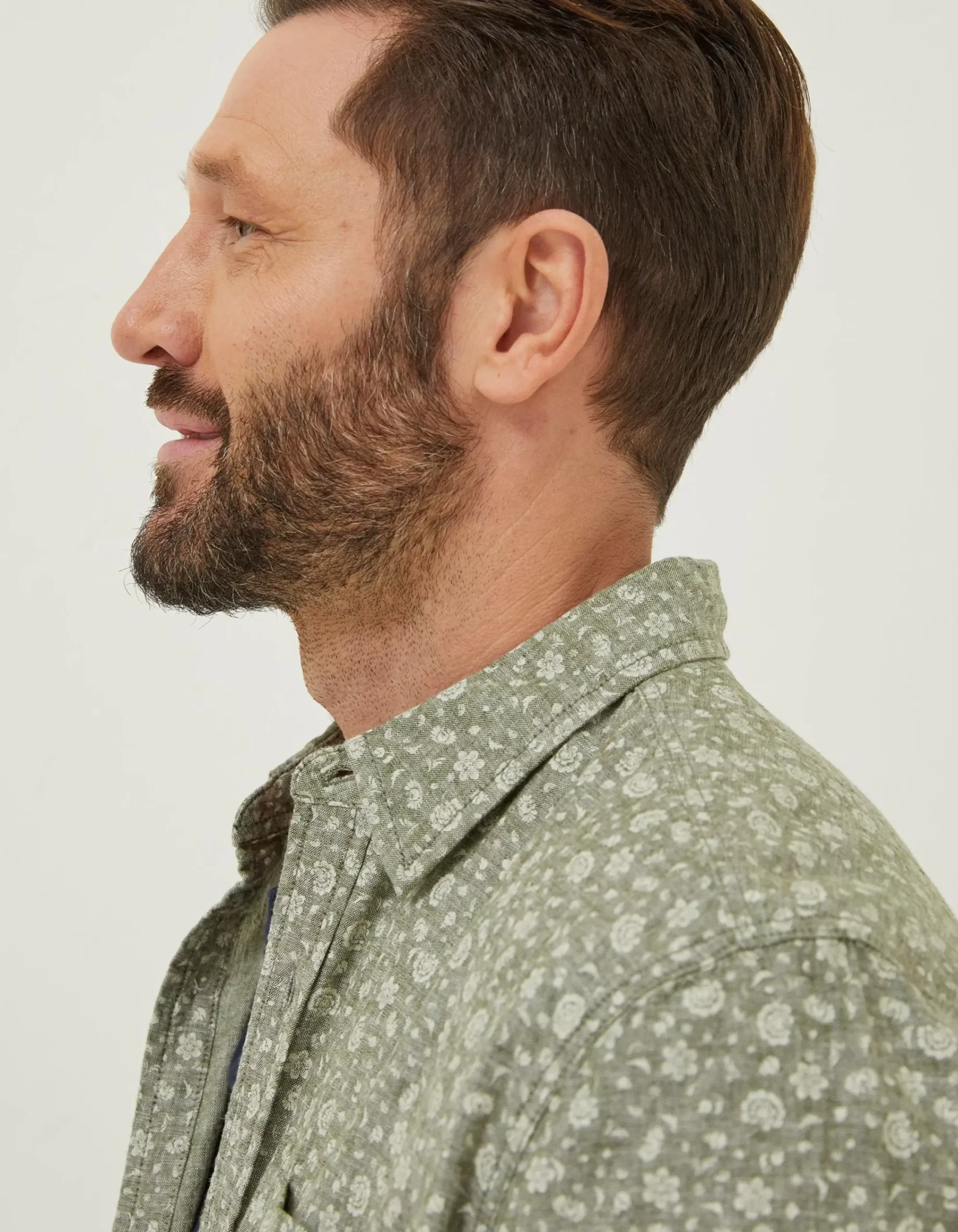 FatFace Bugle Floral Print Shirt Khaki Green Online