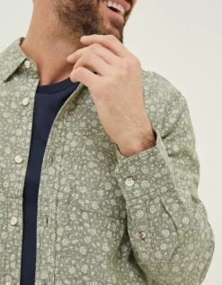 FatFace Bugle Floral Print Shirt Khaki Green Online