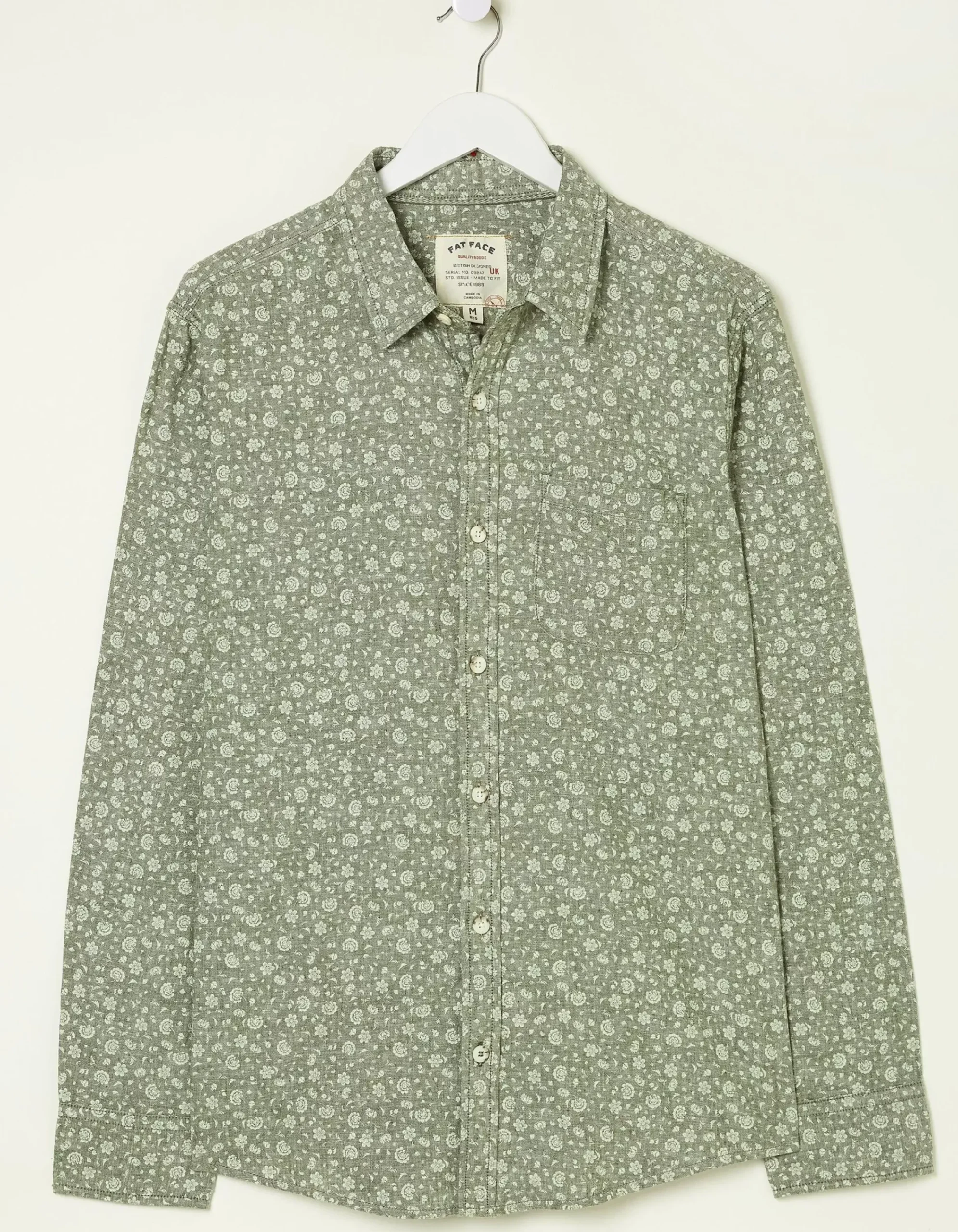 FatFace Bugle Floral Print Shirt Khaki Green Online