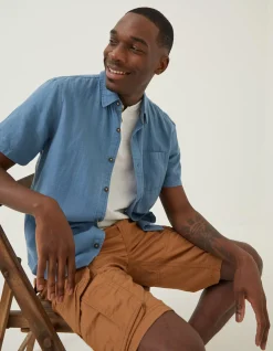 FatFace Bugle Linen Cotton Shirt Washed Blue