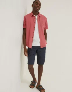 FatFace Bugle Linen Cotton Shirt Pink Clearance