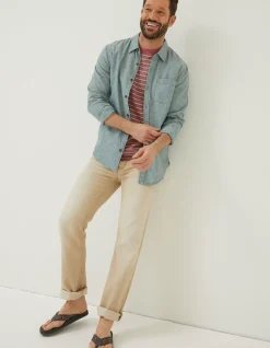 FatFace Bugle Linen Cotton Shirt Teal Green Hot