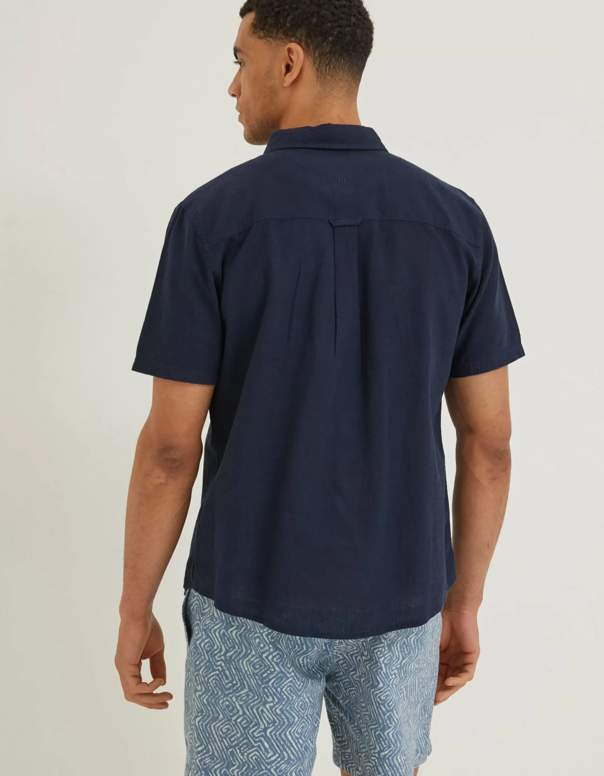 FatFace Bugle Linen Cotton Shirt Navy Best