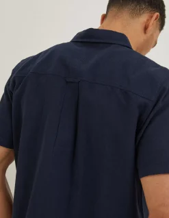FatFace Bugle Linen Cotton Shirt Navy Best