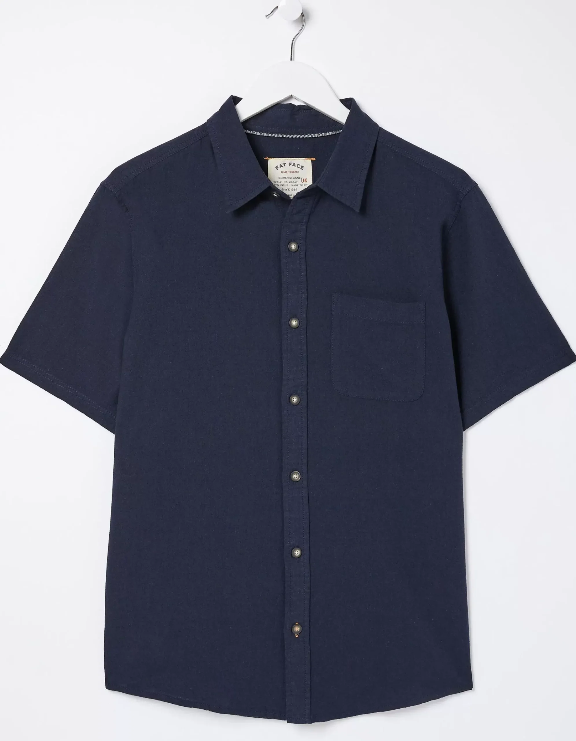 FatFace Bugle Linen Cotton Shirt Navy Best