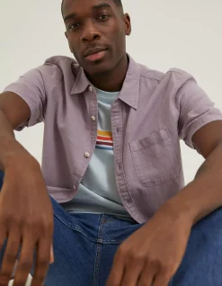 FatFace Bugle Linen Cotton Shirt Lilac Sale