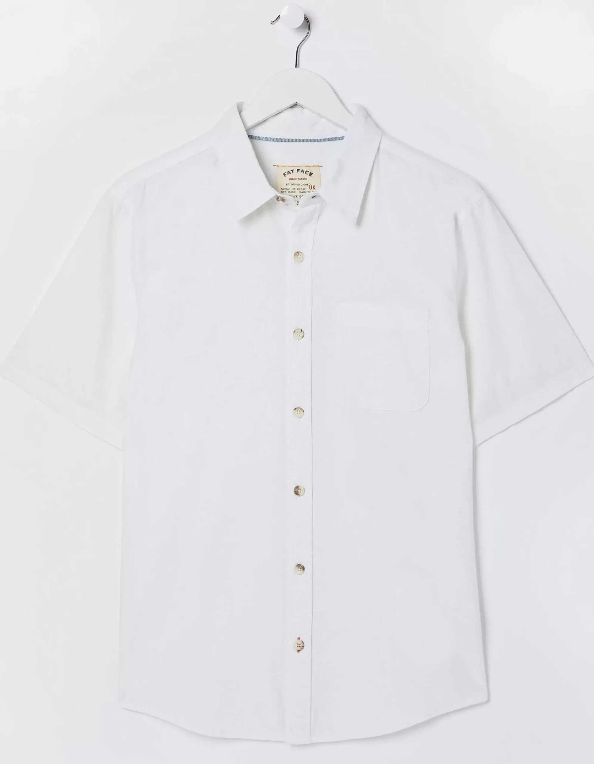 FatFace Bugle Linen Cotton Shirt White Sale