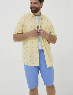 FatFace Bugle Turtle Print Shirt Washed Yellow Outlet