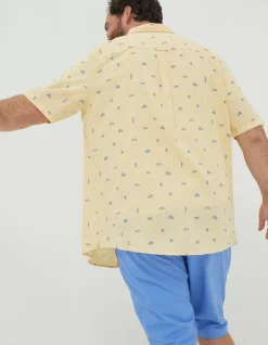 FatFace Bugle Turtle Print Shirt Washed Yellow Outlet