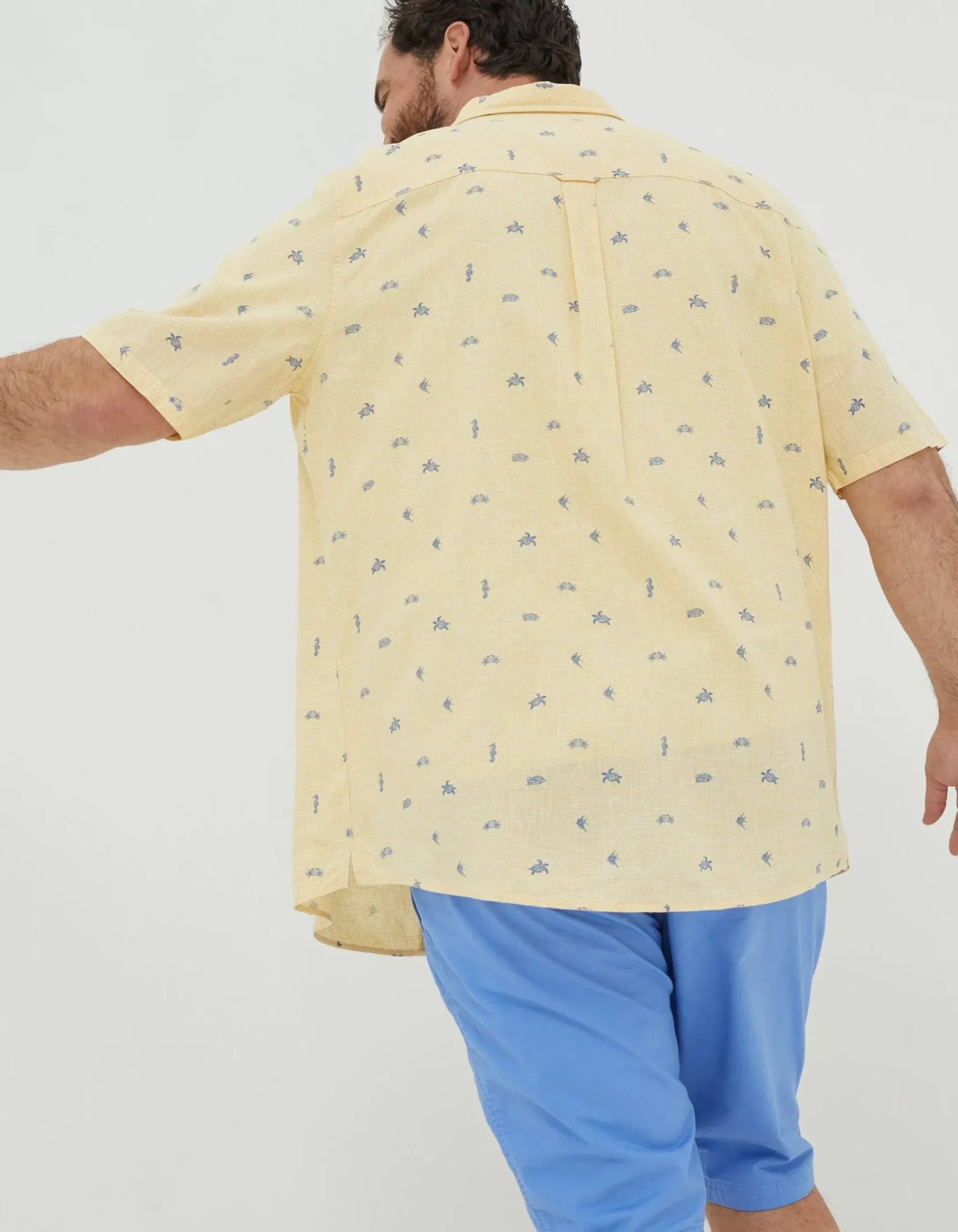 FatFace Bugle Turtle Print Shirt Washed Yellow Outlet