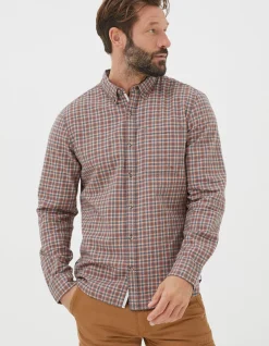 FatFace Burdon Gingham Shirt Orange Hot