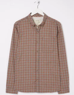 FatFace Burdon Gingham Shirt Orange Hot