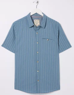 FatFace Burford Stripe Shirt Washed Blue Sale