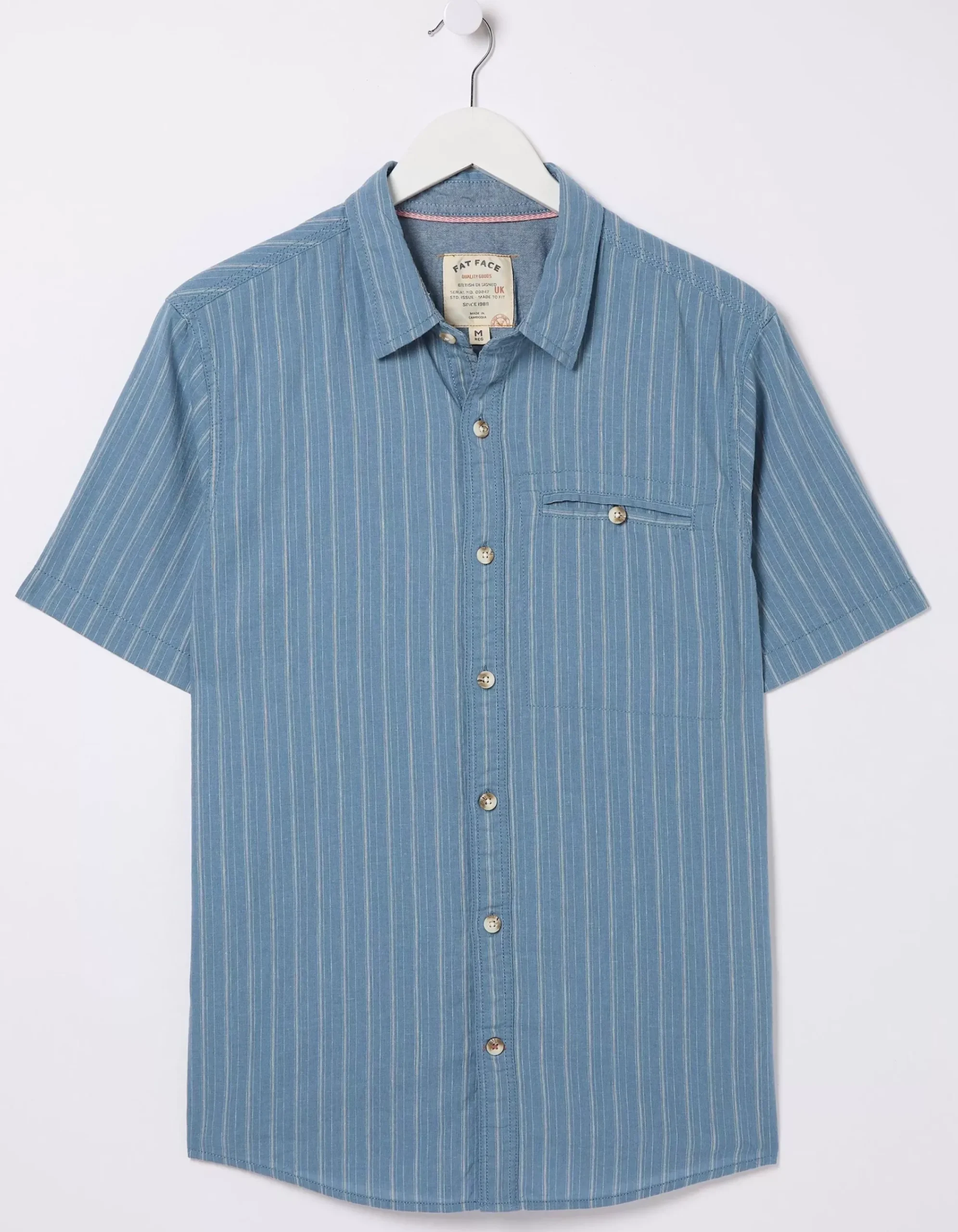 FatFace Burford Stripe Shirt Washed Blue Sale