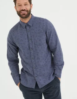 FatFace Burgess Floral Print Shirt Blue Marl Best