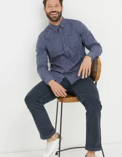 FatFace Burgess Floral Print Shirt Blue Marl Best