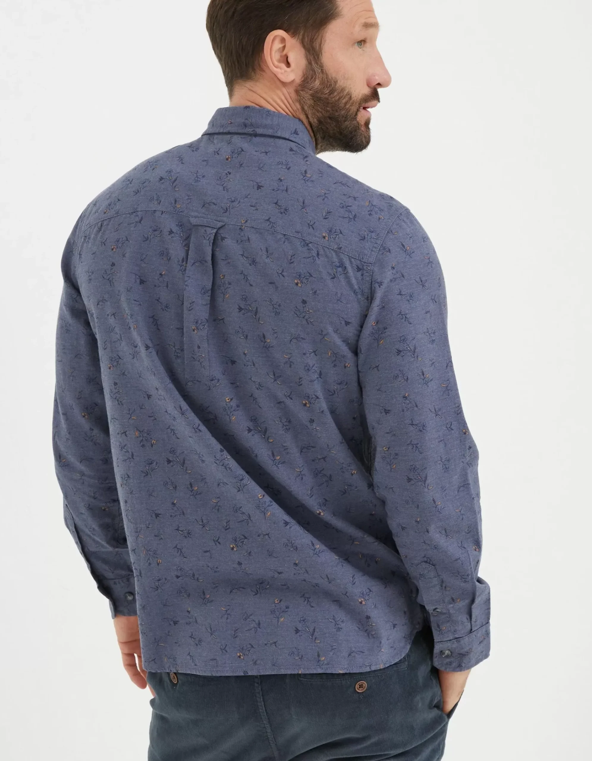 FatFace Burgess Floral Print Shirt Blue Marl Best