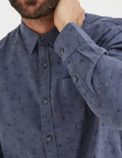 FatFace Burgess Floral Print Shirt Blue Marl Best