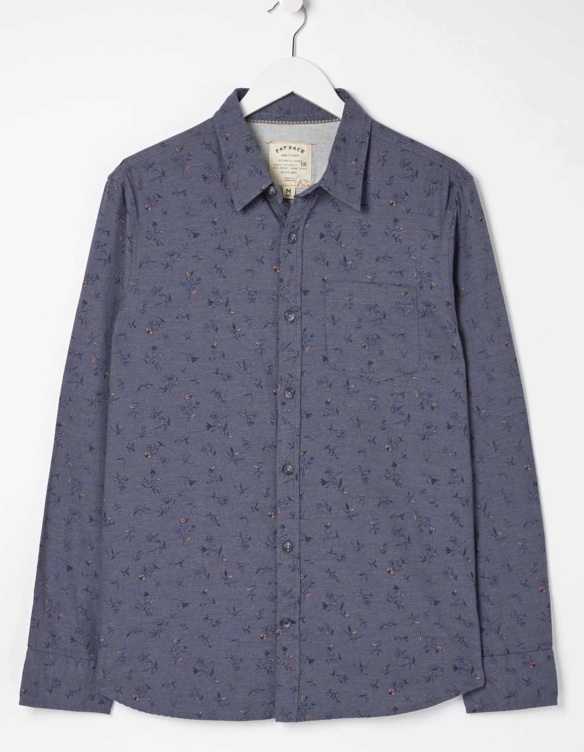 FatFace Burgess Floral Print Shirt Blue Marl Best