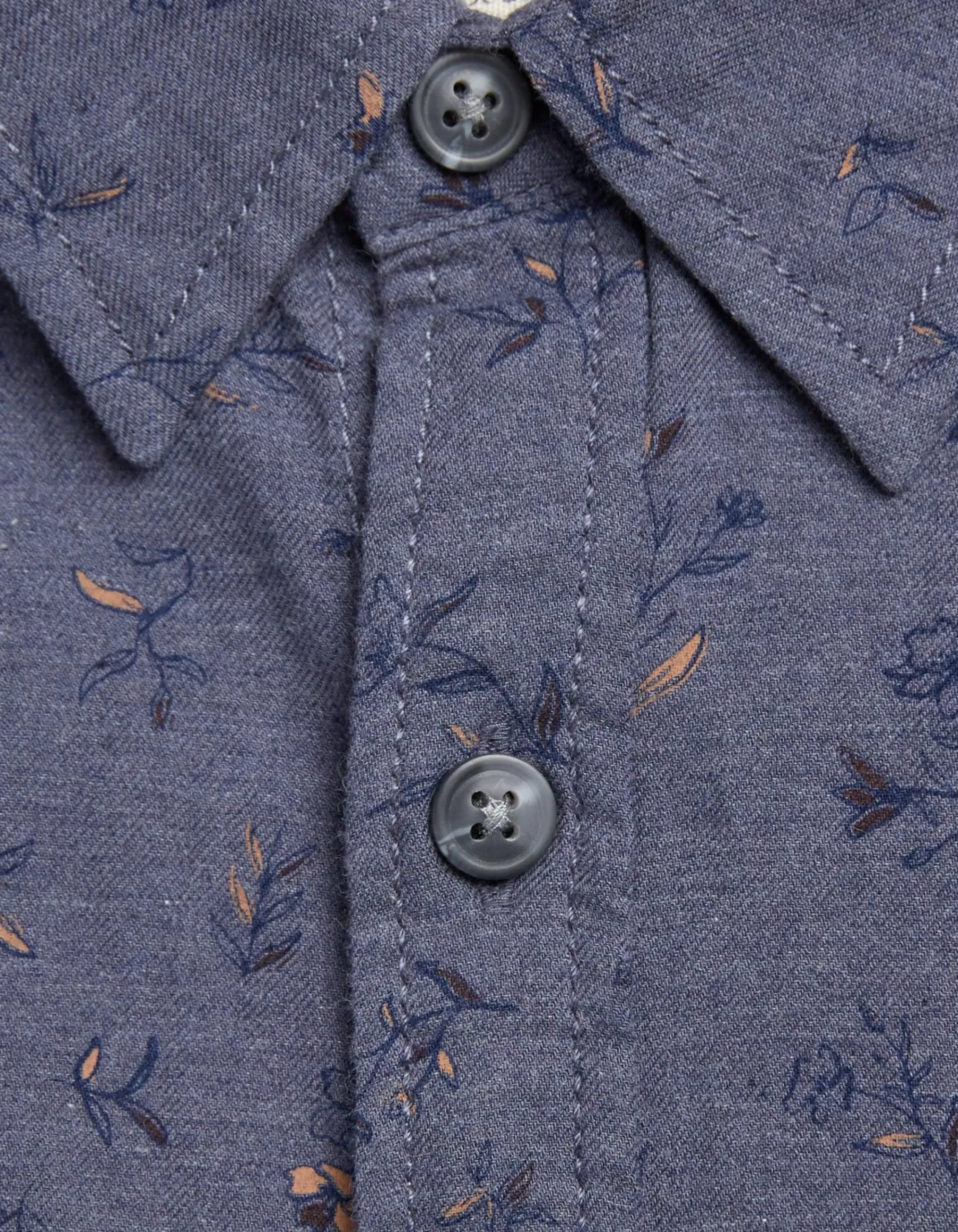 FatFace Burgess Floral Print Shirt Blue Marl Best