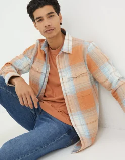 FatFace Burland Ombre Check Shirt Dusky Orange Best