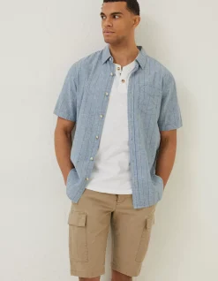 FatFace Burton Stripe Shirt Blue Hot