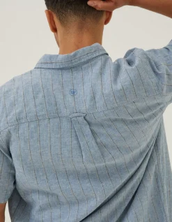 FatFace Burton Stripe Shirt Blue Hot