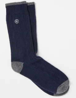 FatFace Cable Merino Socks Navy