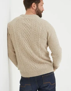 FatFace Calder Cable Crew Jumper Oatmeal Online