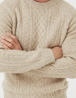 FatFace Calder Cable Crew Jumper Oatmeal Online