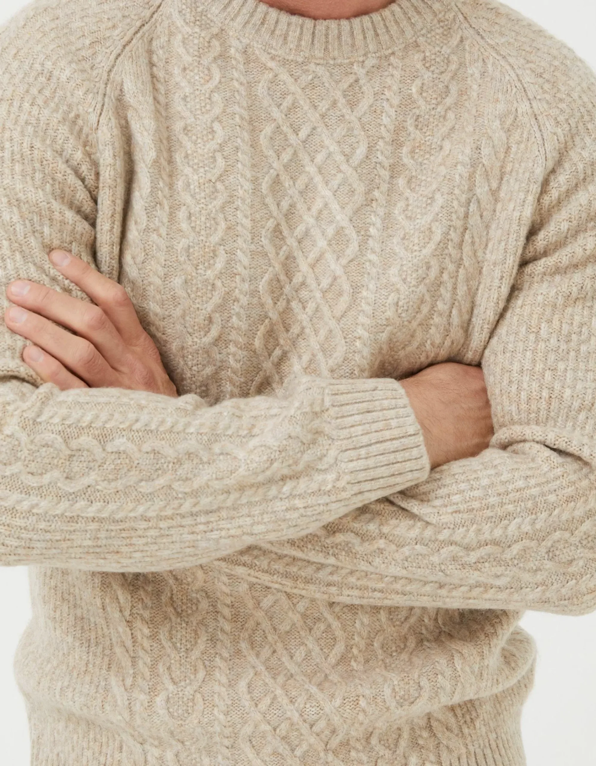 FatFace Calder Cable Crew Jumper Oatmeal Online