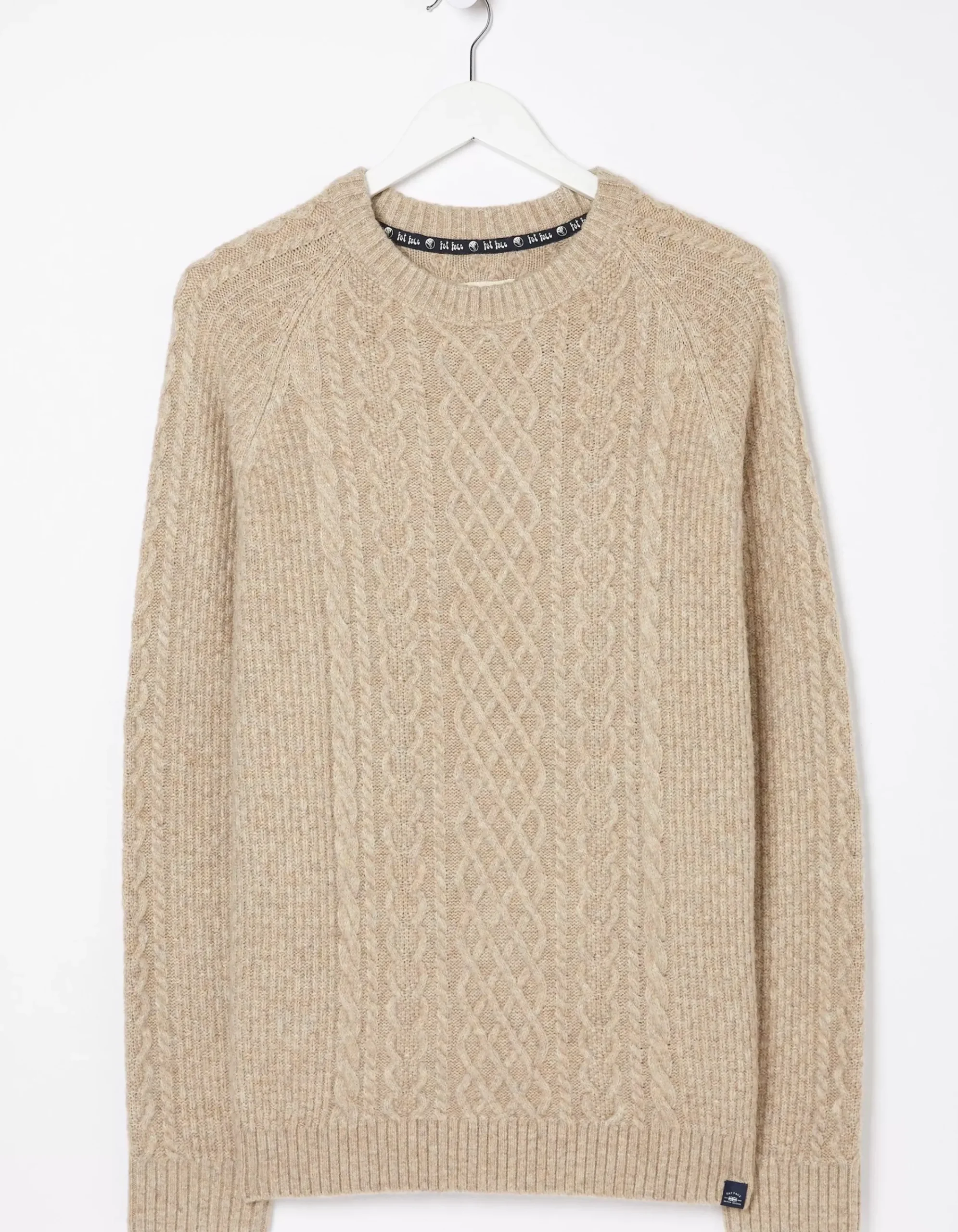 FatFace Calder Cable Crew Jumper Oatmeal Online