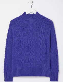 FatFace Cali Cable Knit Jumper Cobalt Blue Online