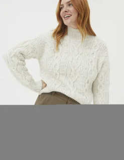 FatFace Cali Cable Knit Jumper Ivory Hot